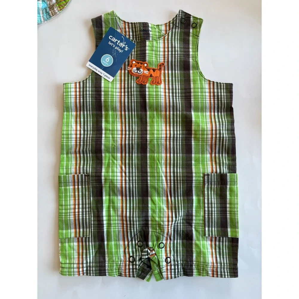 Baby Boy Bundle Carters Okie Dokie Rompers Overalls Sun Hat 3-6 Months 4pc Y2K
